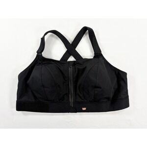 New SHEFIT Ultimate Sports Bra Adjustable Front Zip High Impact Black 6 Luxe 6XL